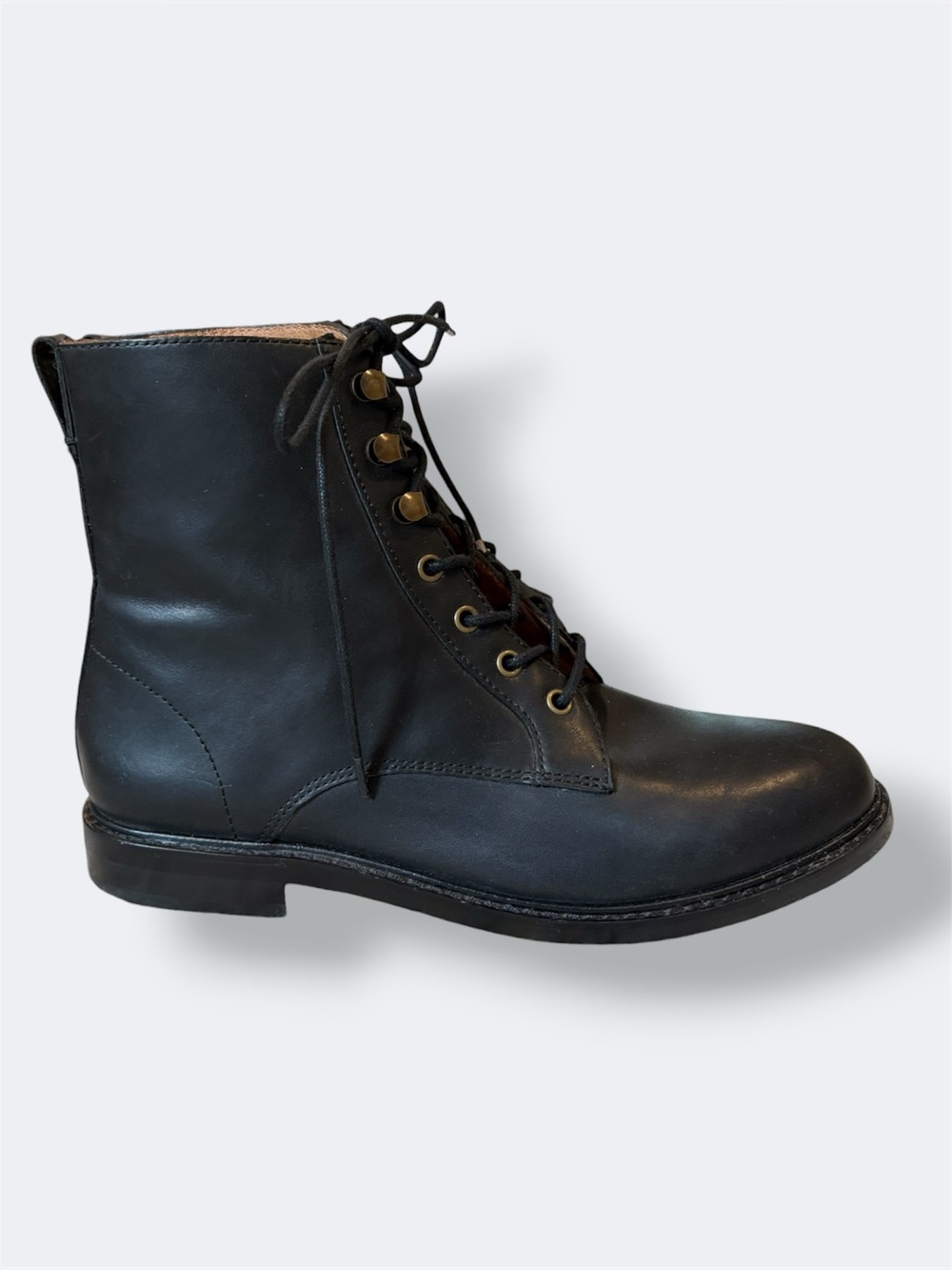 Madewell Black Leather Combat Boots - Picture 1 of 8